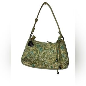 DONNA SHARP Yellow Canvas Print Floral Small  Shoulder Bag